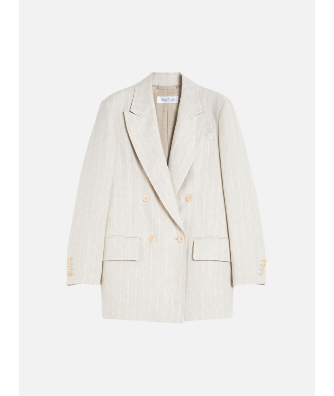 MAX MARA Бежевый льняной жакет/пиджак, фото 6