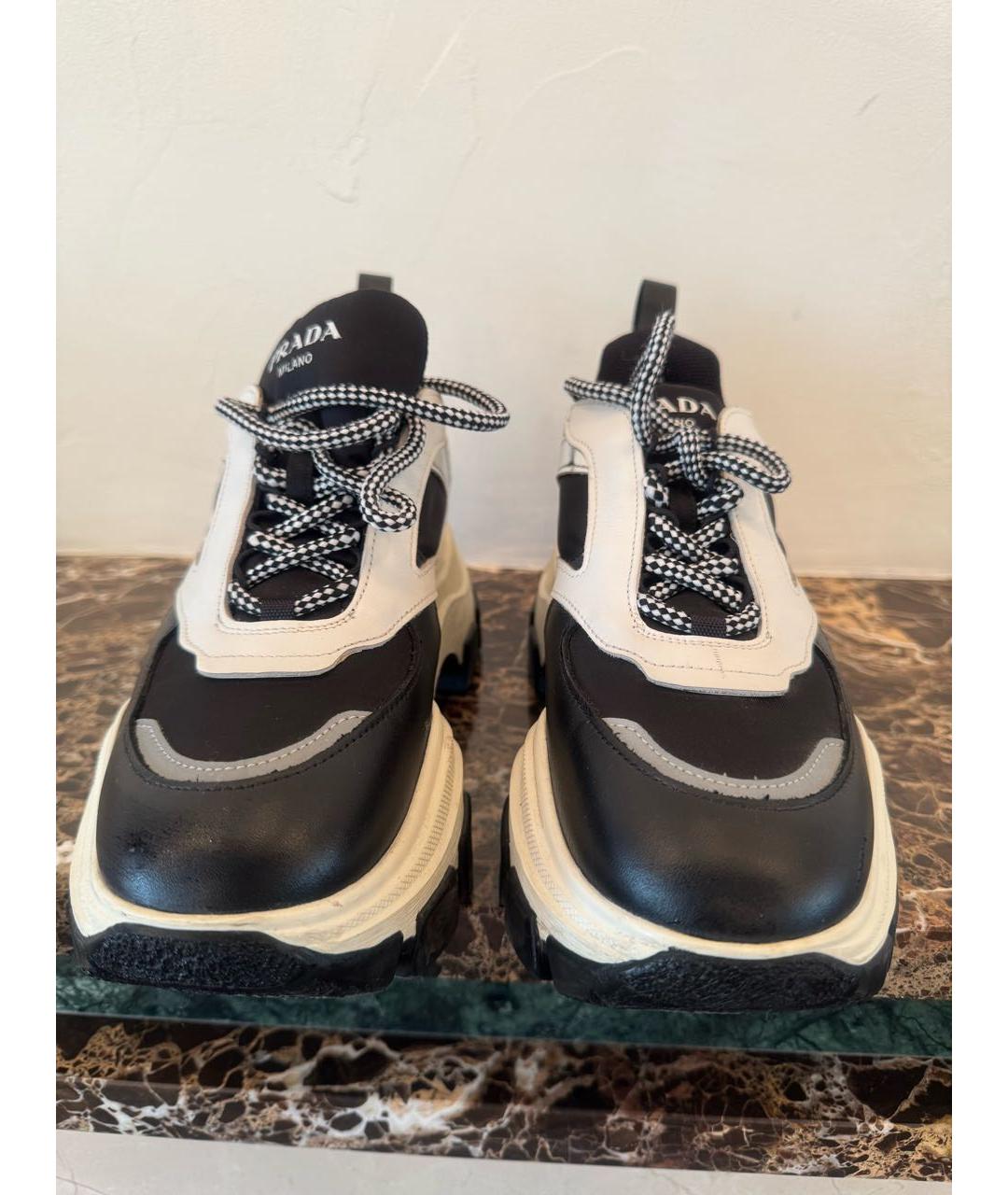 PRADA Черные кожаные кроссовки, фото 2
