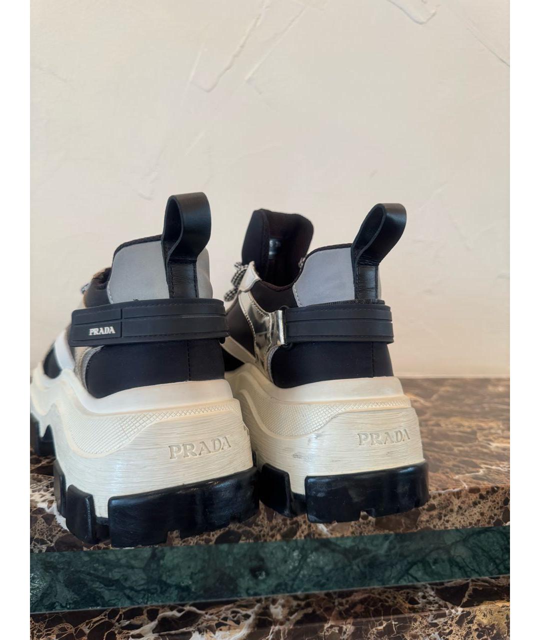 PRADA Черные кожаные кроссовки, фото 4