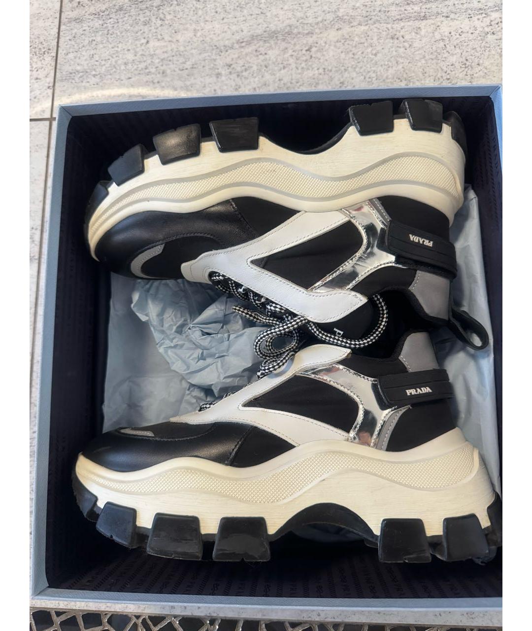 PRADA Черные кожаные кроссовки, фото 5