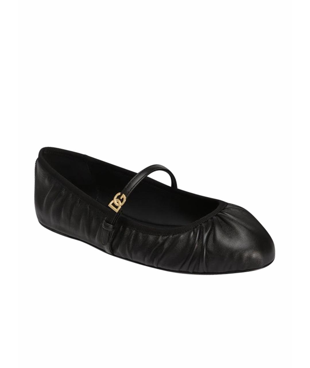 DOLCE&GABBANA Черные кожаные балетки, фото 1