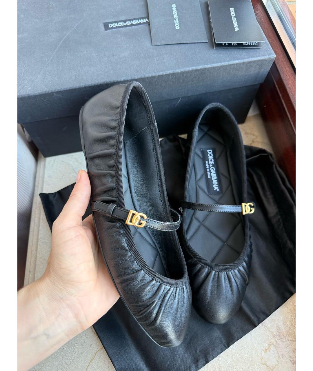 DOLCE&GABBANA Черные кожаные балетки, фото 4