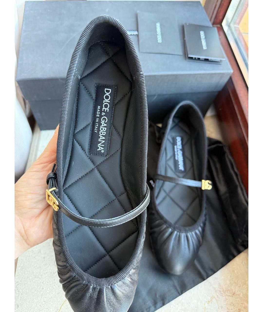 DOLCE&GABBANA Черные кожаные балетки, фото 5