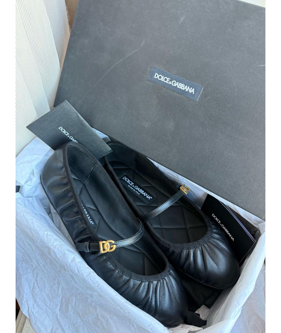 DOLCE&GABBANA Черные кожаные балетки, фото 7