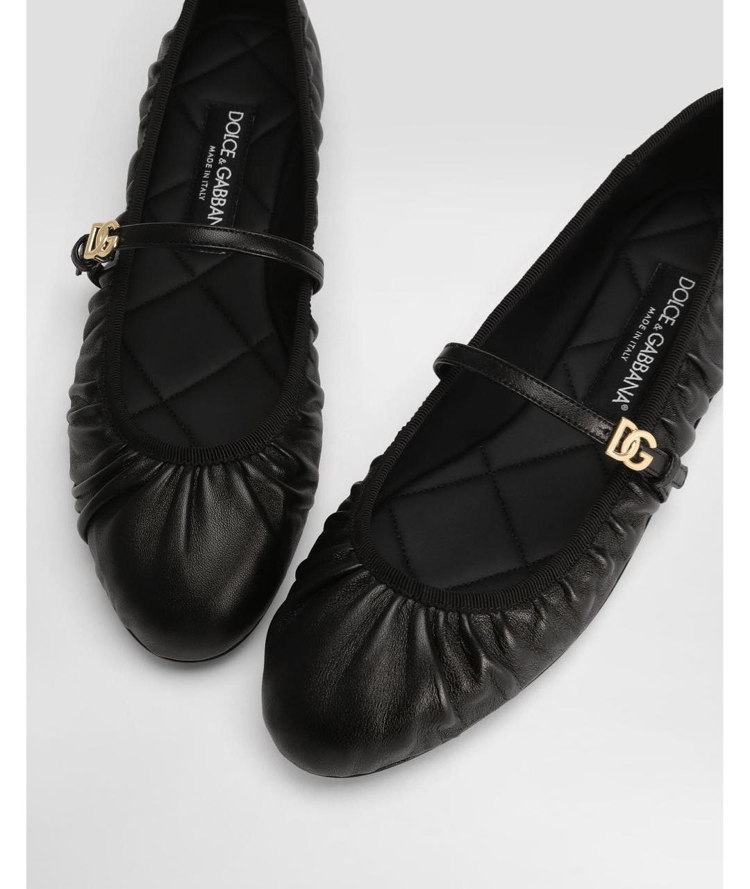 DOLCE&GABBANA Черные кожаные балетки, фото 2
