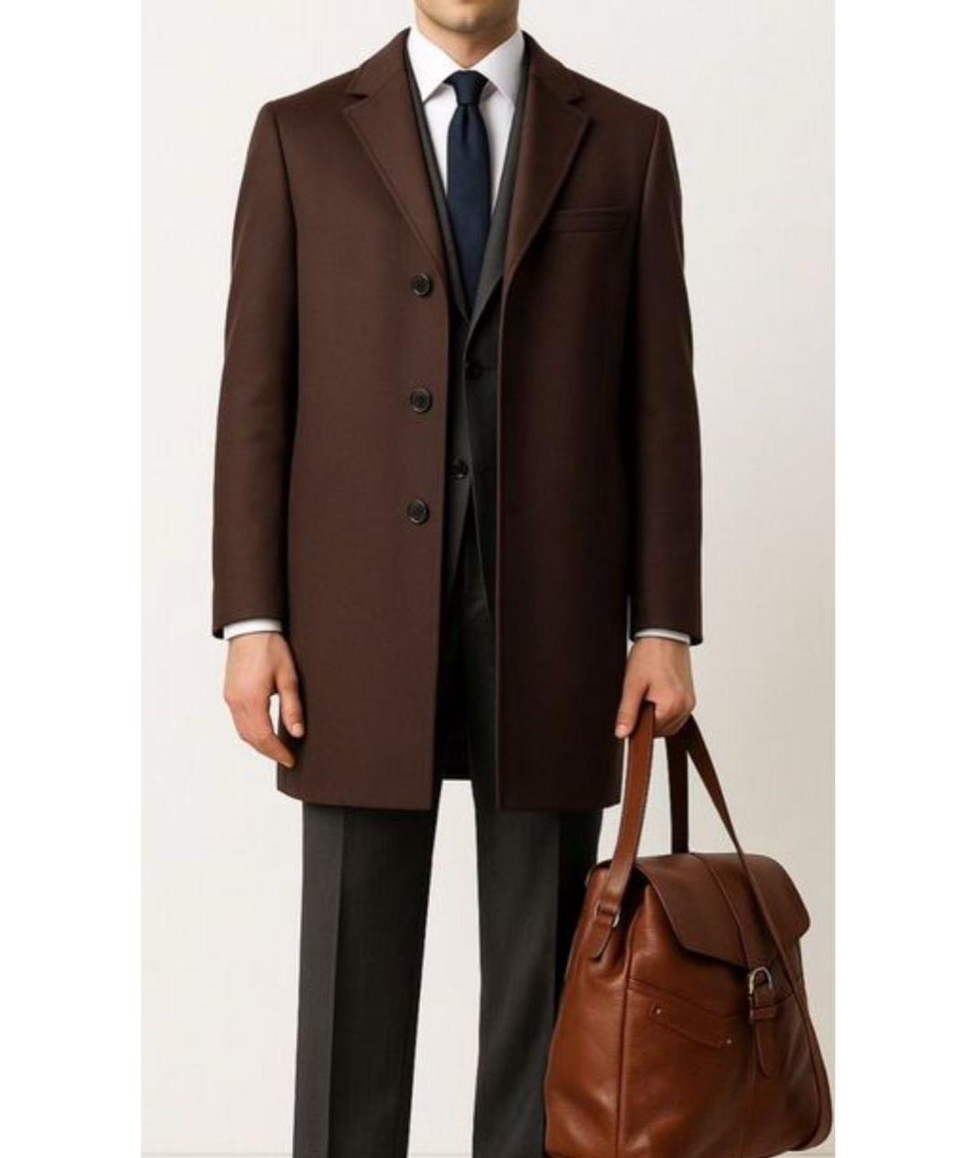 HUGO BOSS Коричневое шерстяное пальто, фото 6