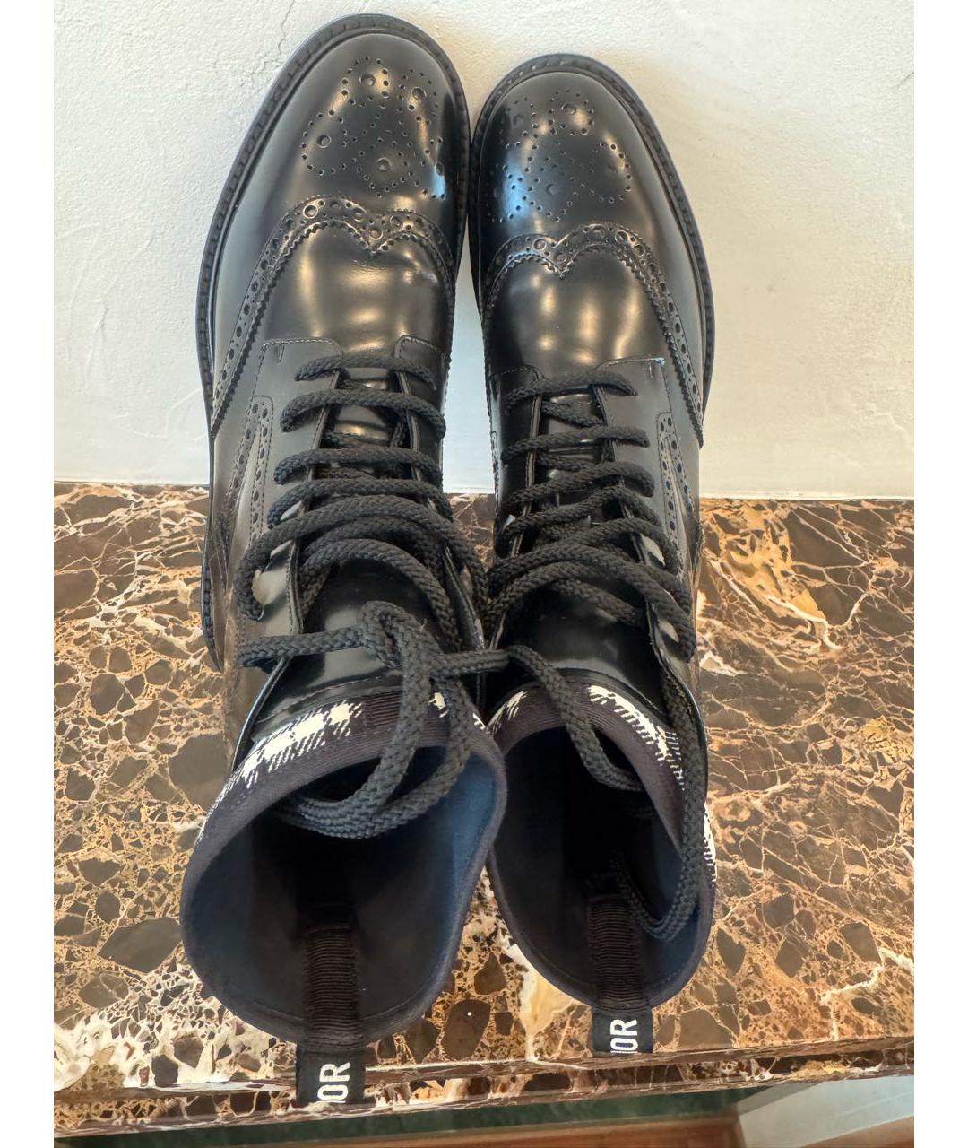 CHRISTIAN DIOR Черные кожаные ботинки, фото 3