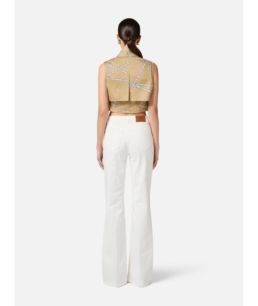 ELISABETTA FRANCHI Бежевая хлопковая жилетка, фото 6