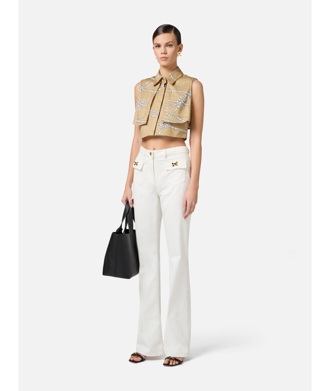 ELISABETTA FRANCHI Бежевая хлопковая жилетка, фото 2