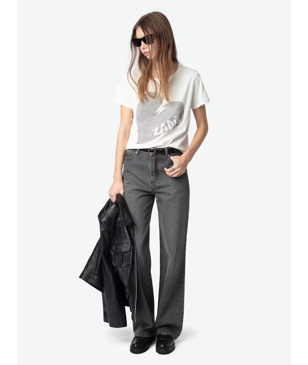 ZADIG & VOLTAIRE Серые хлопковые прямые джинсы, фото 2