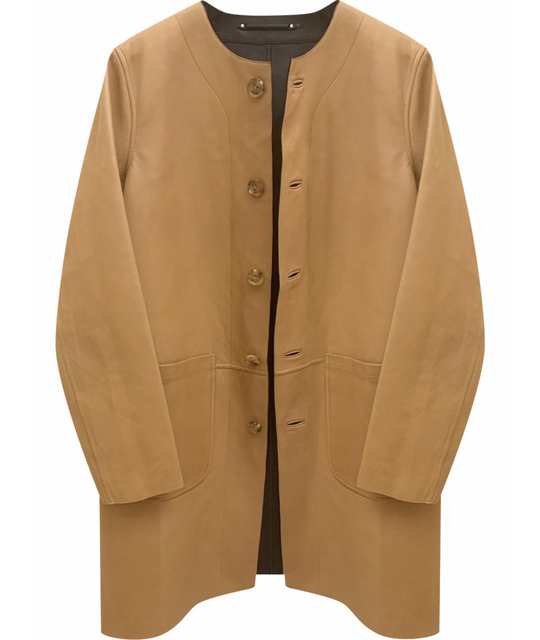 RALPH LAUREN Черное кожаное пальто, фото 1