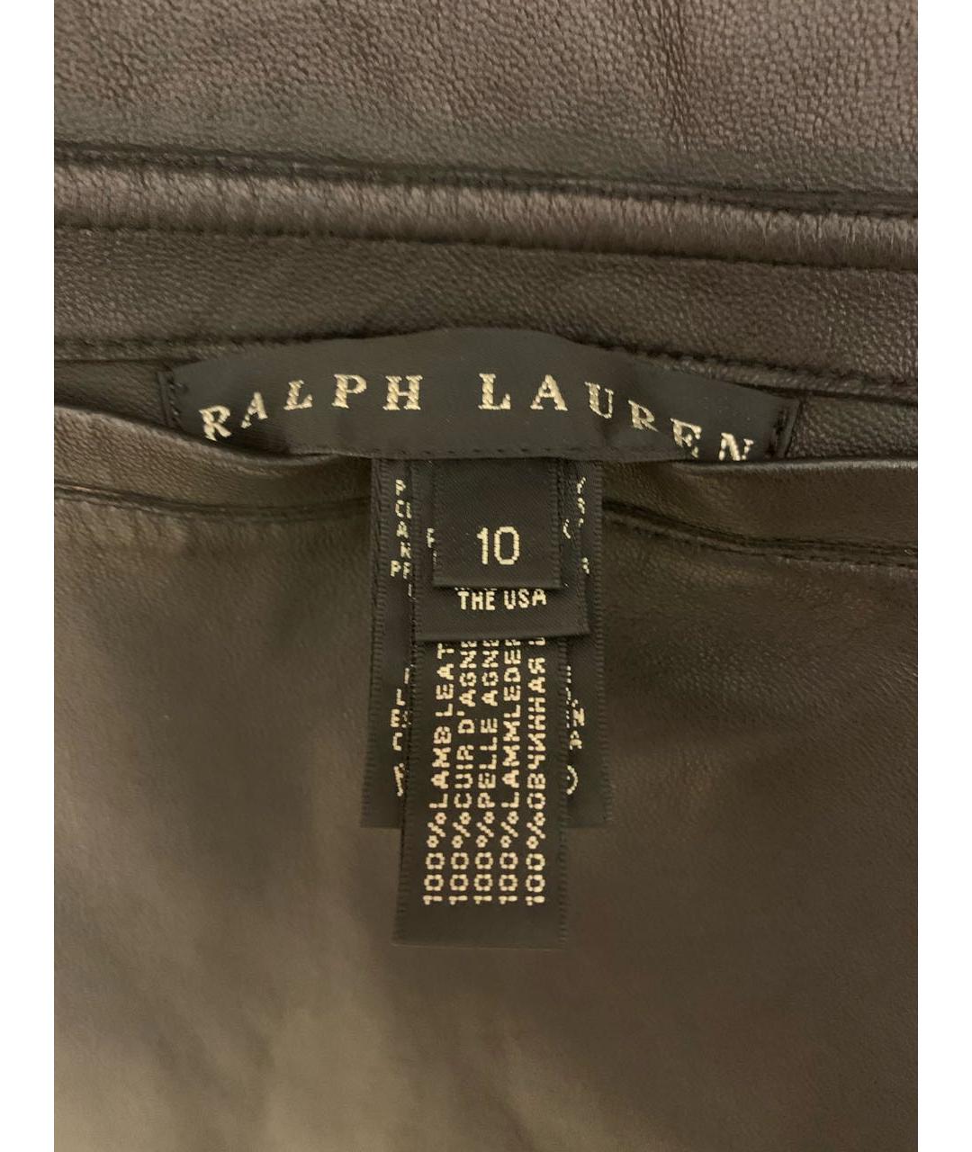 RALPH LAUREN Черное кожаное пальто, фото 3