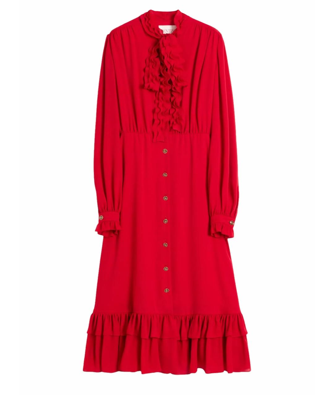 VALENTINO Красное шелковое повседневное платье, фото 1