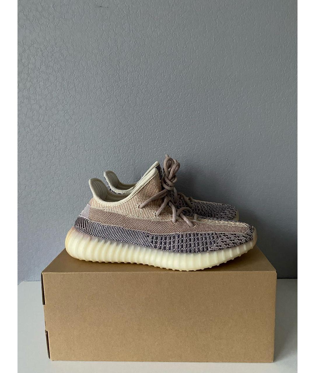 ADIDAS YEEZY Бежевые текстильные низкие кроссовки / кеды, фото 5