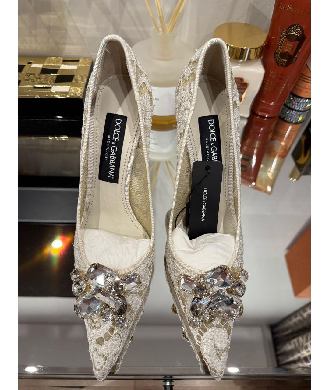 DOLCE&GABBANA Белые текстильные туфли, фото 2