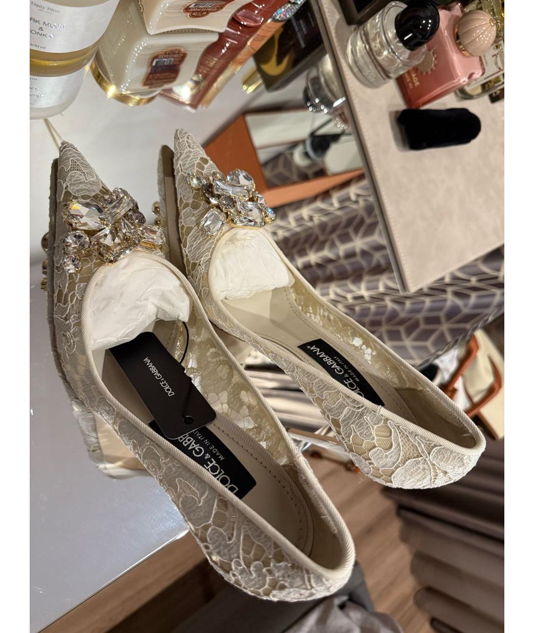 DOLCE&GABBANA Белые текстильные туфли, фото 3