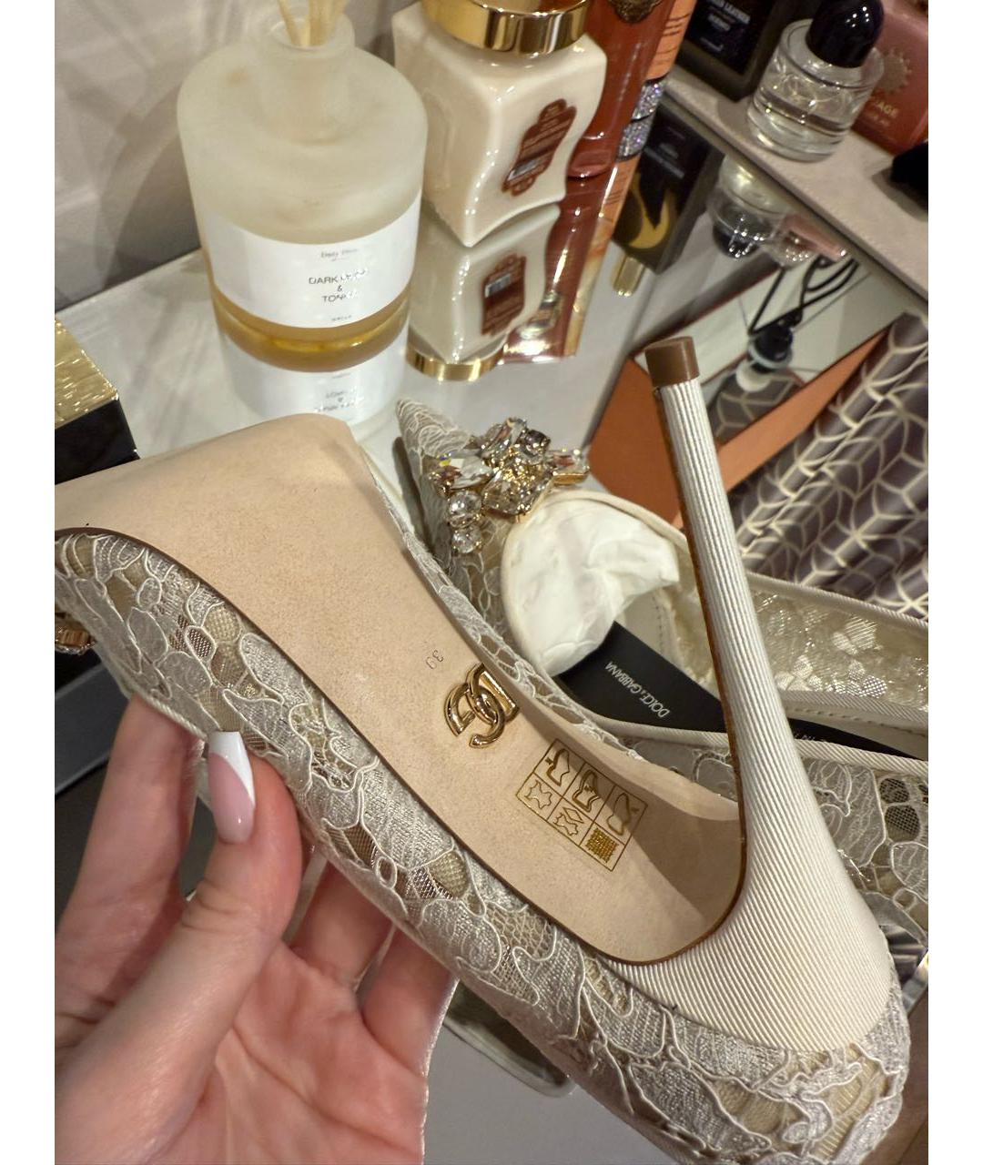 DOLCE&GABBANA Белые текстильные туфли, фото 8