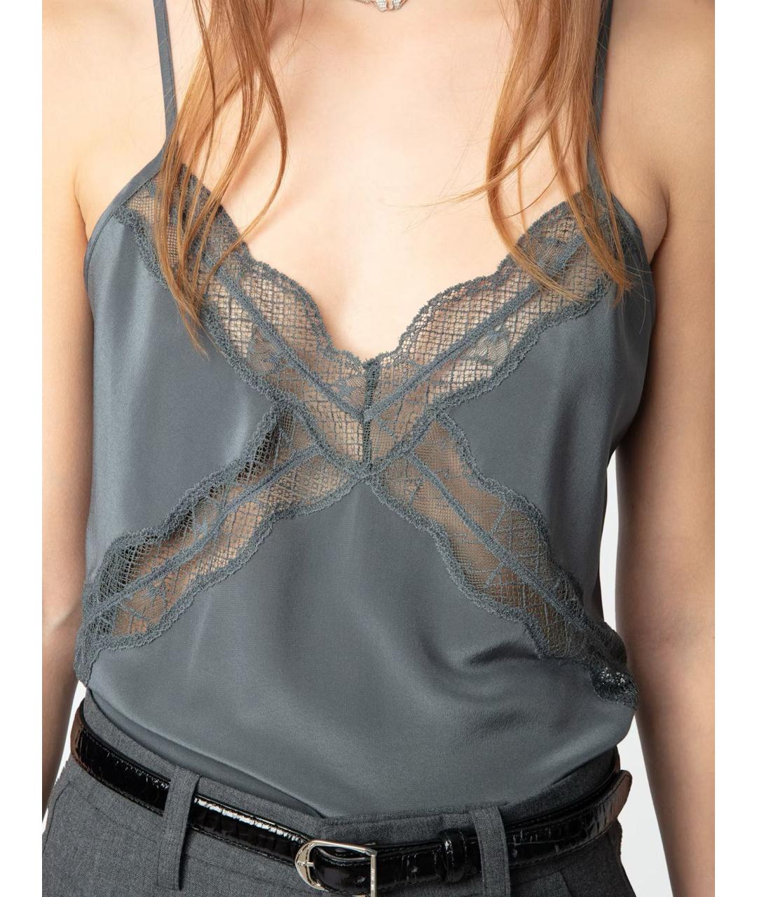 ZADIG & VOLTAIRE Серая шелковая майка, фото 6