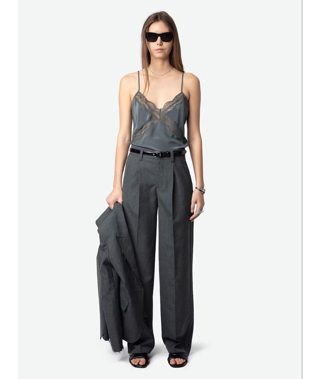 ZADIG & VOLTAIRE Серая шелковая майка, фото 2