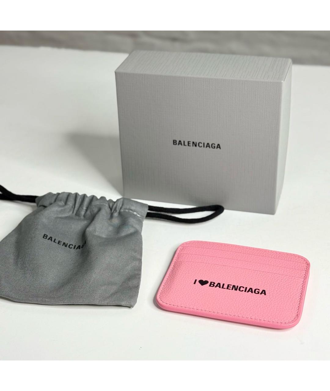 BALENCIAGA Розовый кожаный кардхолдер, фото 6