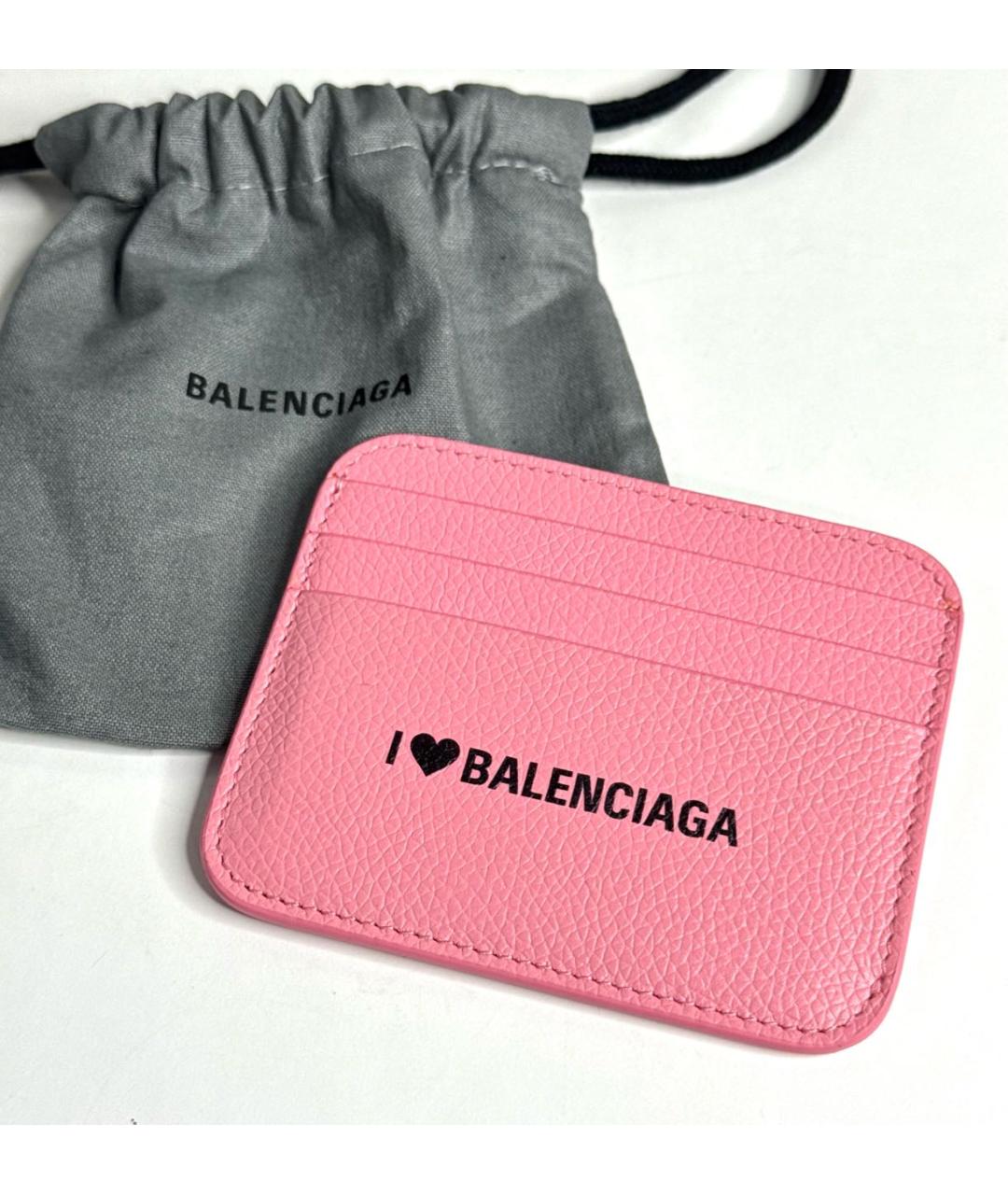 BALENCIAGA Розовый кожаный кардхолдер, фото 3