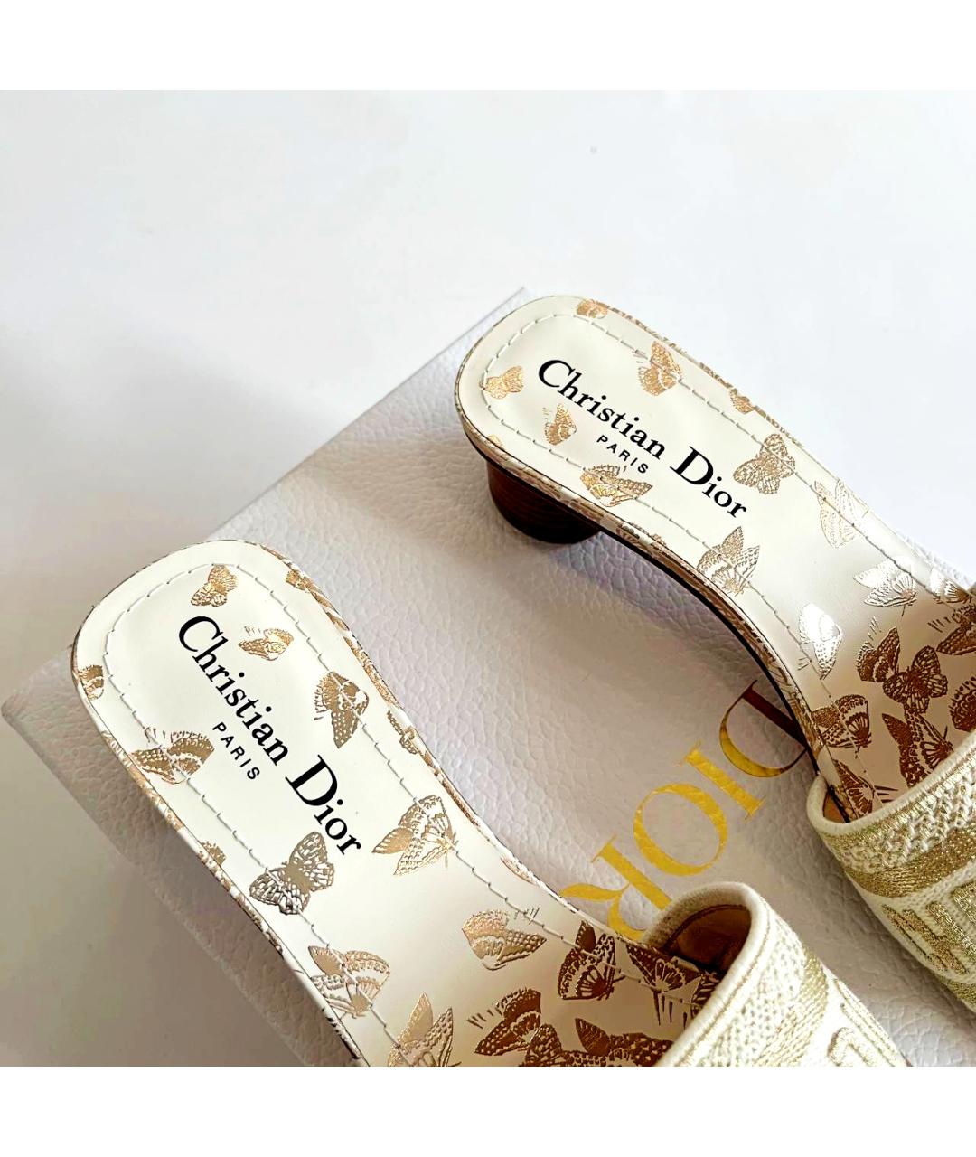 CHRISTIAN DIOR Желтые кожаные сандалии, фото 5