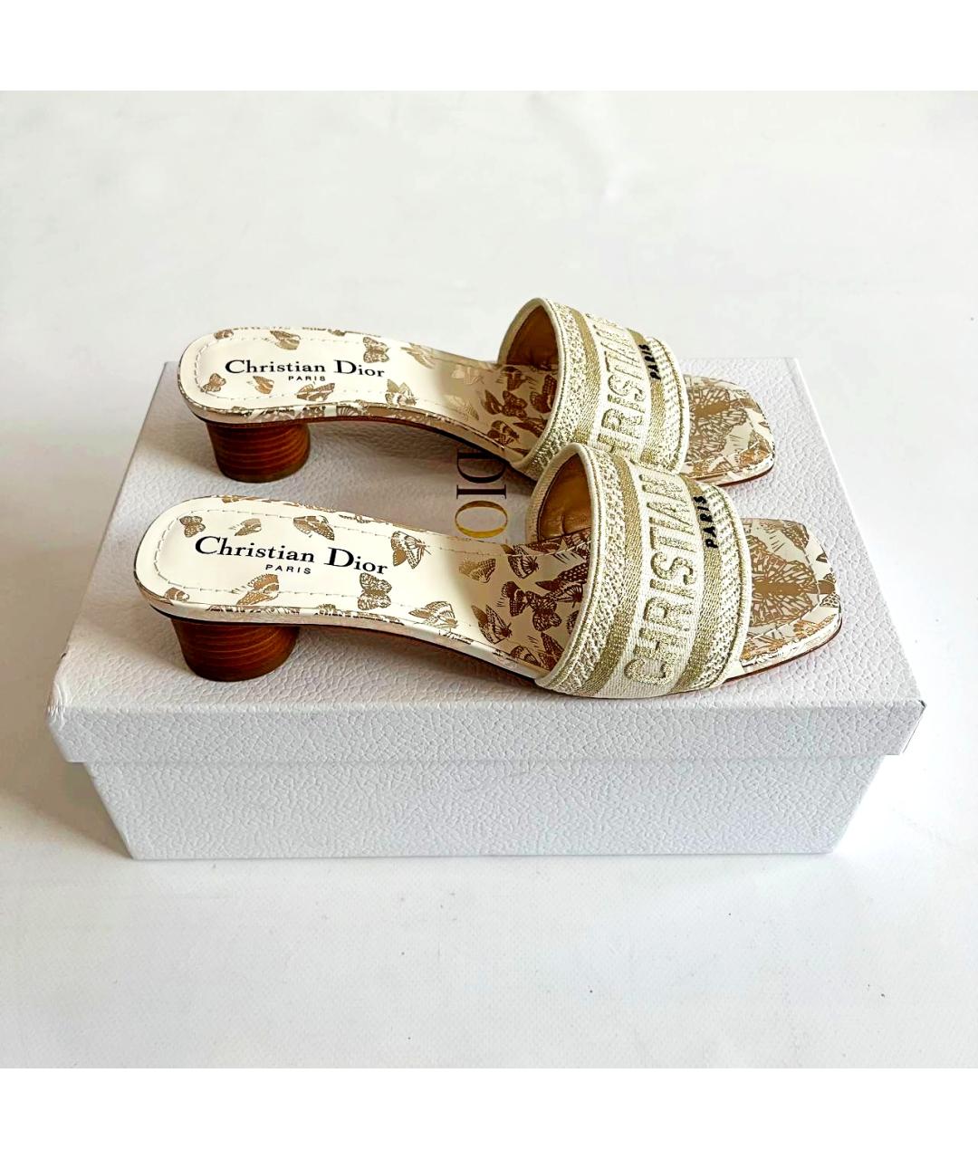 CHRISTIAN DIOR Желтые кожаные сандалии, фото 3