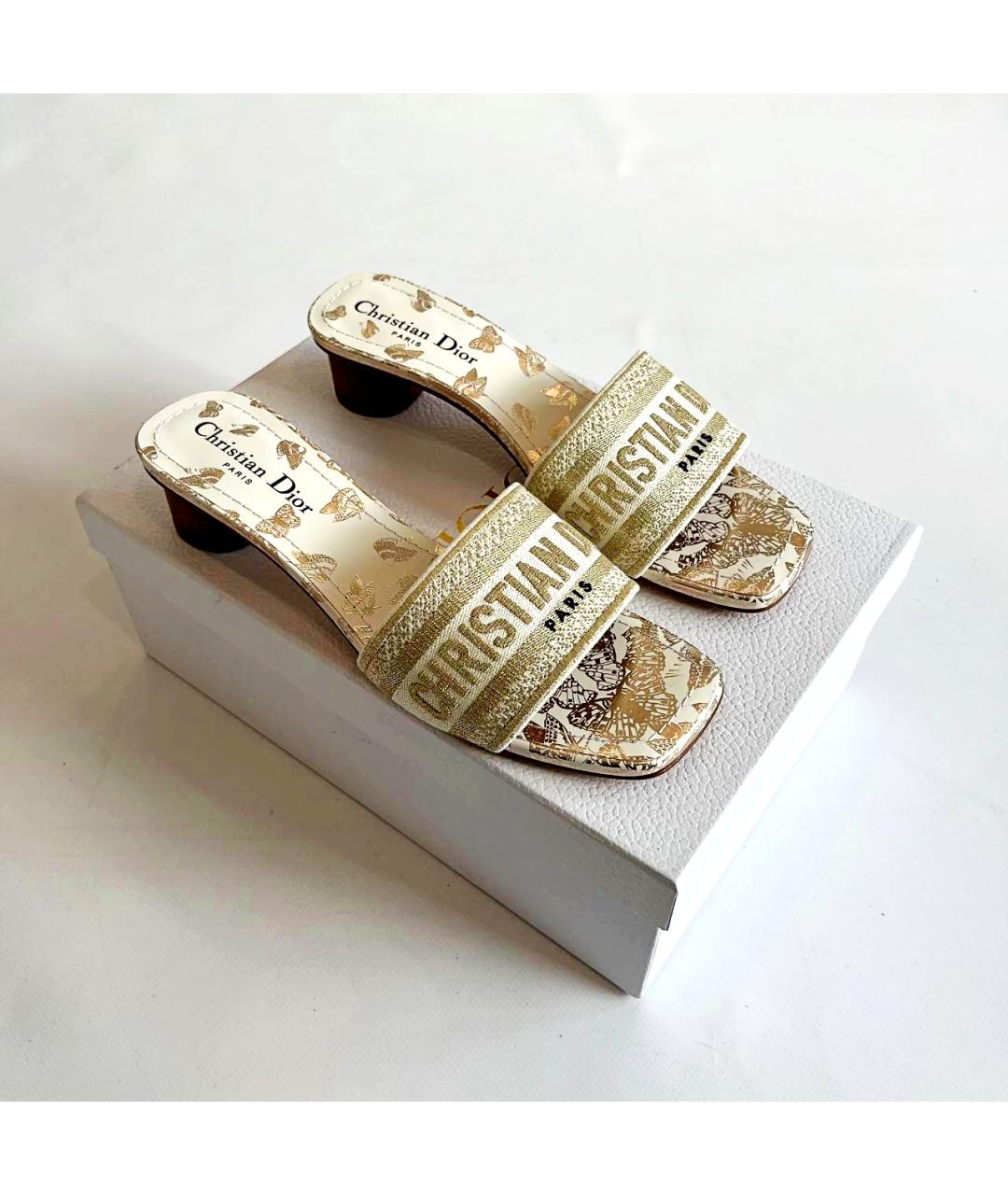 CHRISTIAN DIOR Желтые кожаные сандалии, фото 2