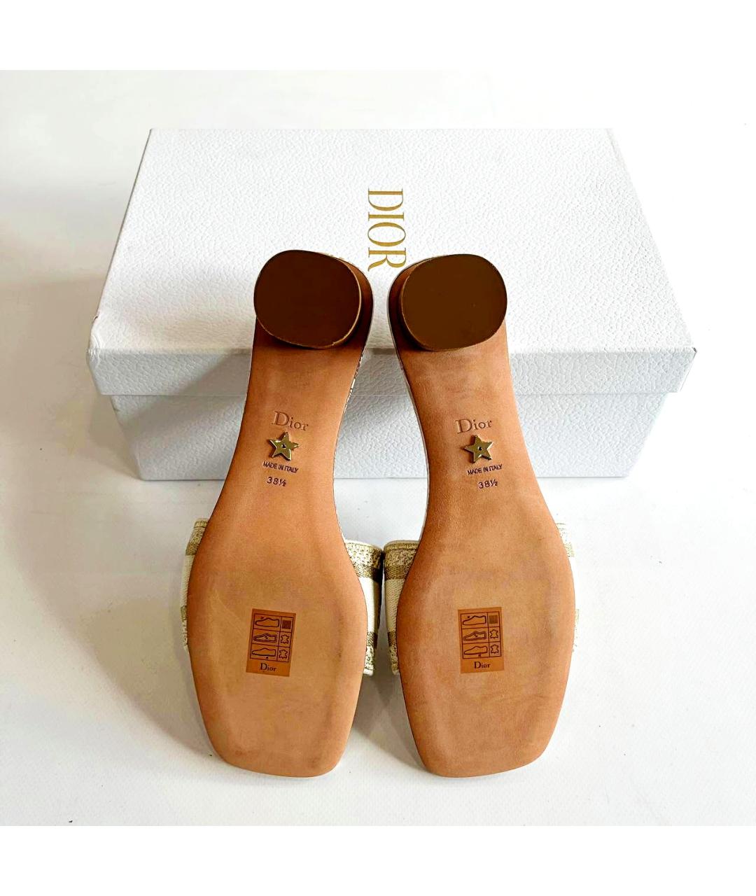 CHRISTIAN DIOR Желтые кожаные сандалии, фото 7