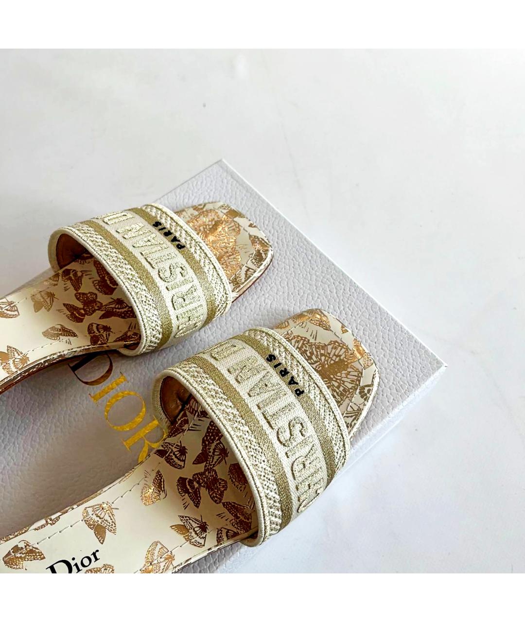 CHRISTIAN DIOR Желтые кожаные сандалии, фото 4