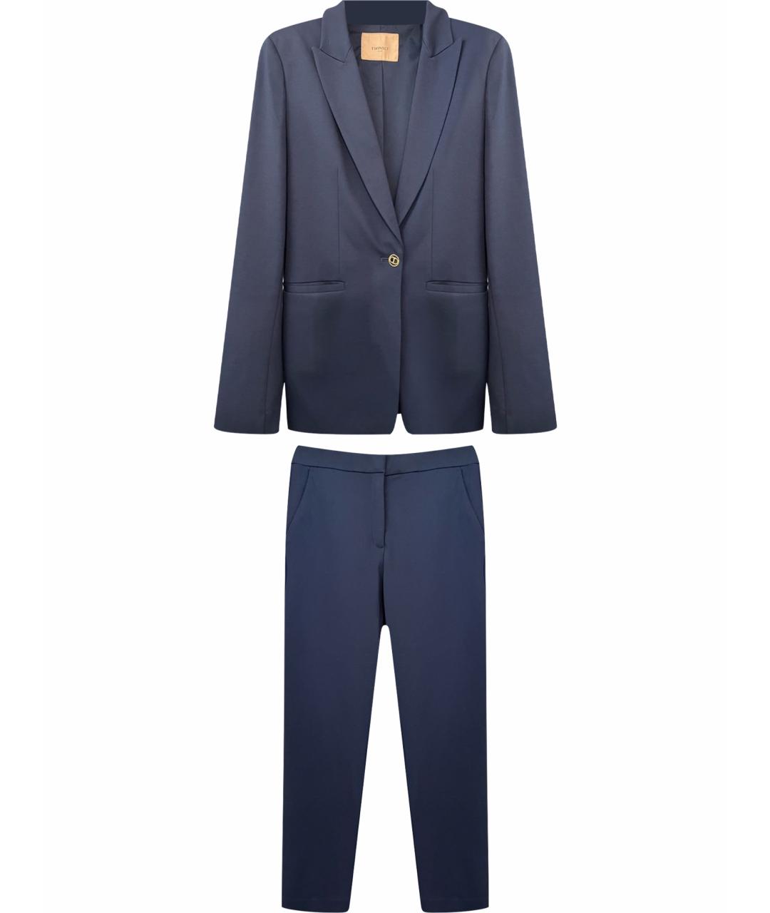 TWIN-SET Синий вискозный костюм с брюками, фото 1