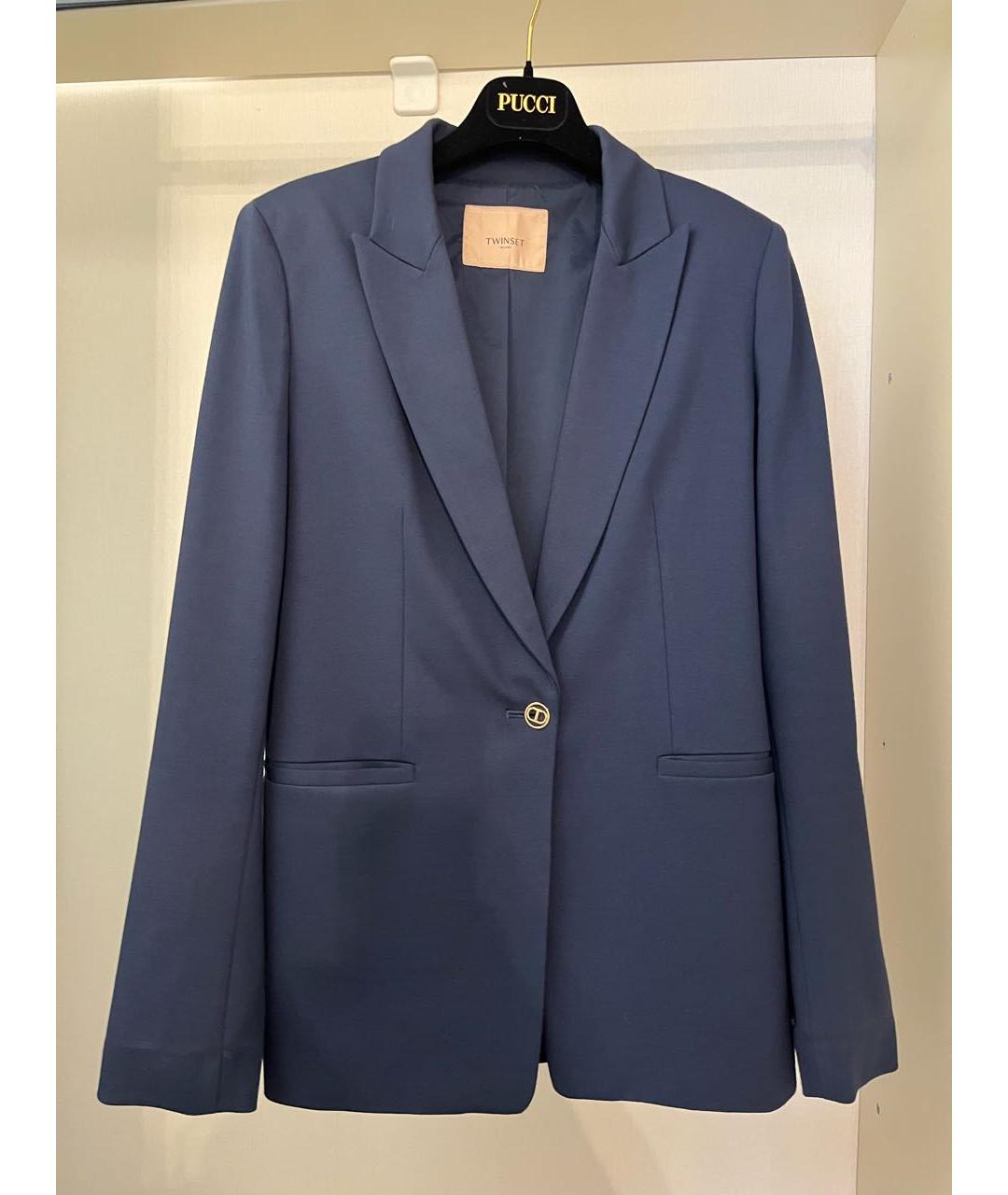 TWIN-SET Синий вискозный костюм с брюками, фото 2