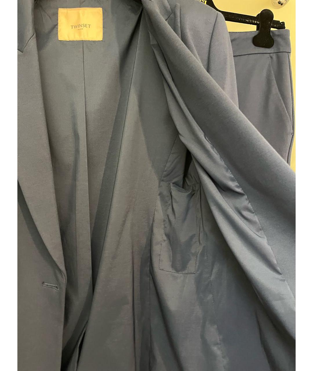 TWIN-SET Синий вискозный костюм с брюками, фото 7