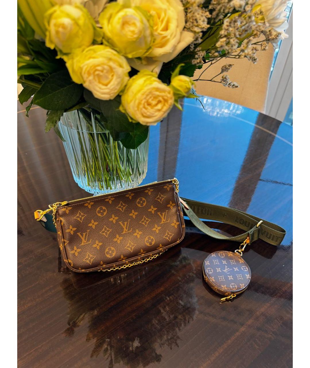 LOUIS VUITTON Коричневая кожаная сумка через плечо, фото 3