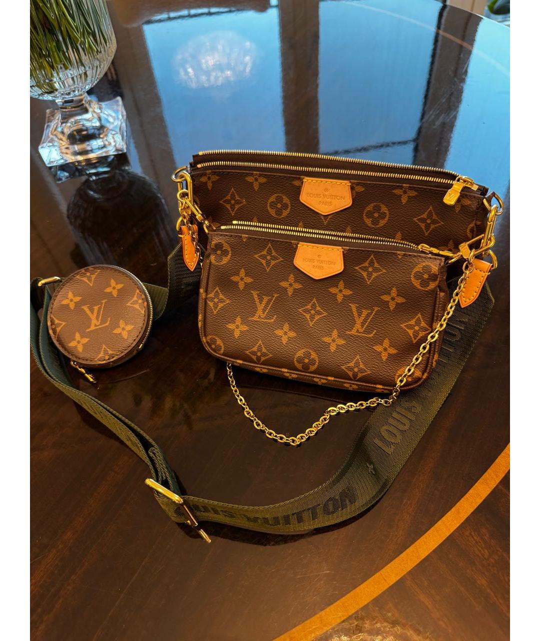 LOUIS VUITTON Коричневая кожаная сумка через плечо, фото 8