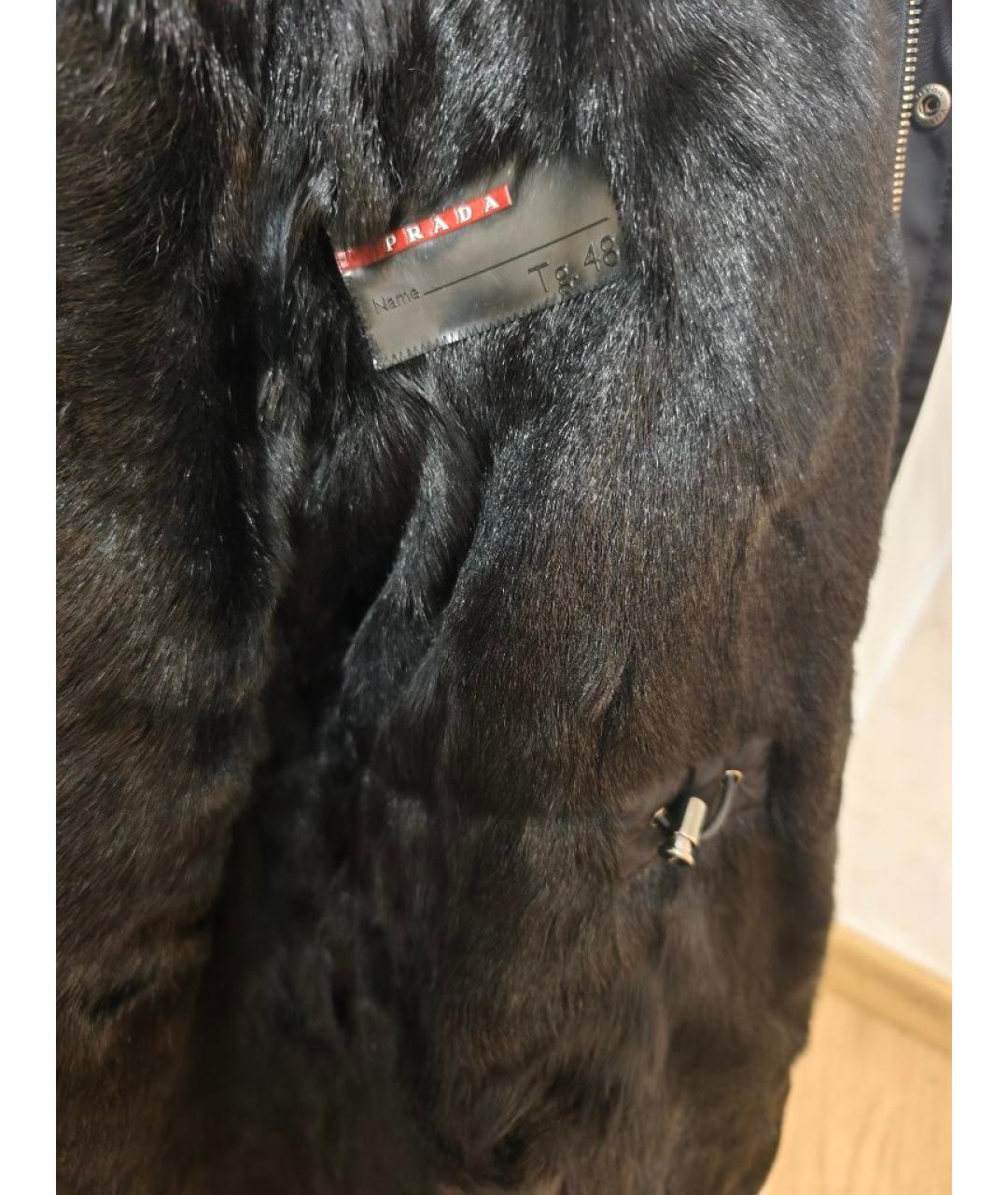 PRADA Черная полиэстеровая дубленка/шуба, фото 8