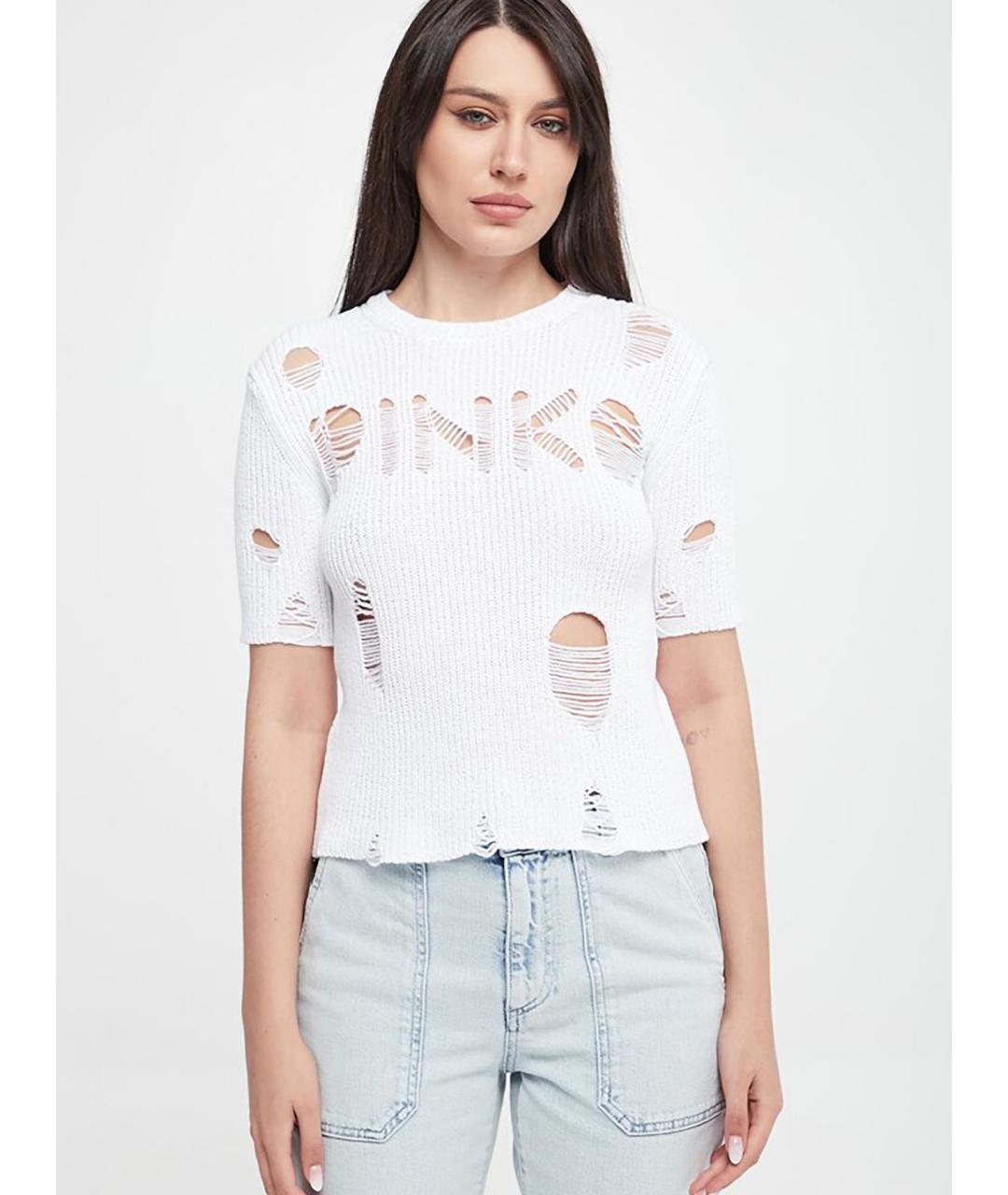 PINKO Белая хлопковая футболка, фото 3