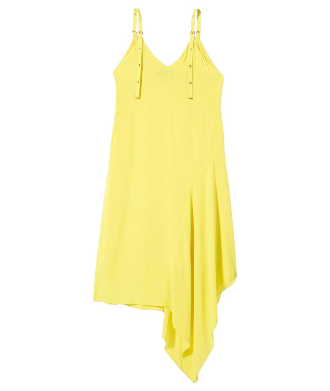 PINKO Желтое вискозное коктейльное платье, фото 1