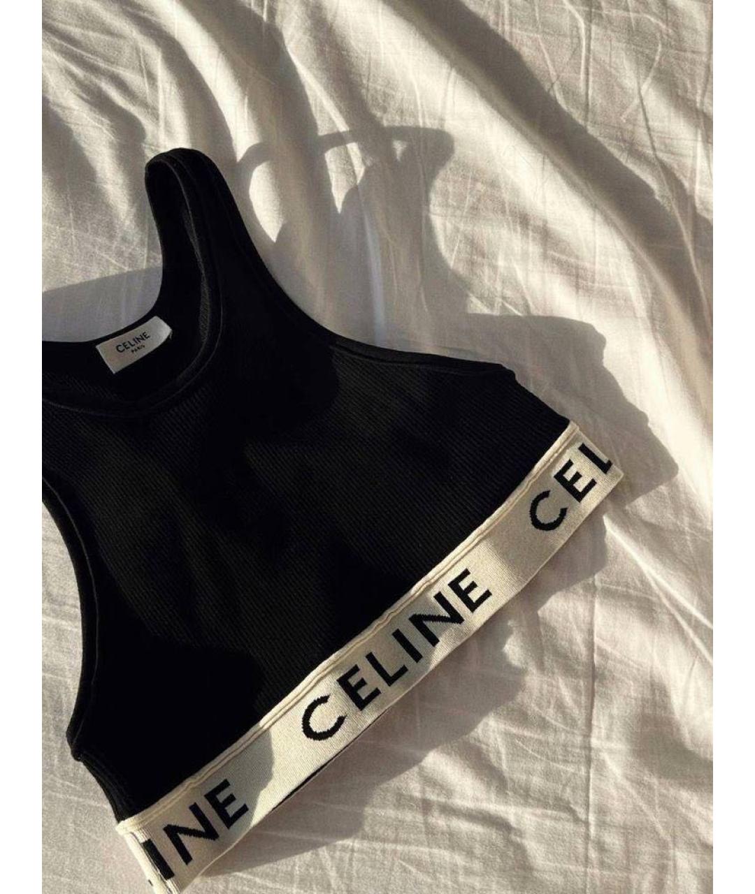 CELINE Черная хлопковая майка, фото 2