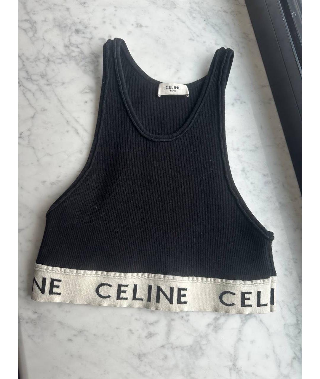 CELINE Черная хлопковая майка, фото 3