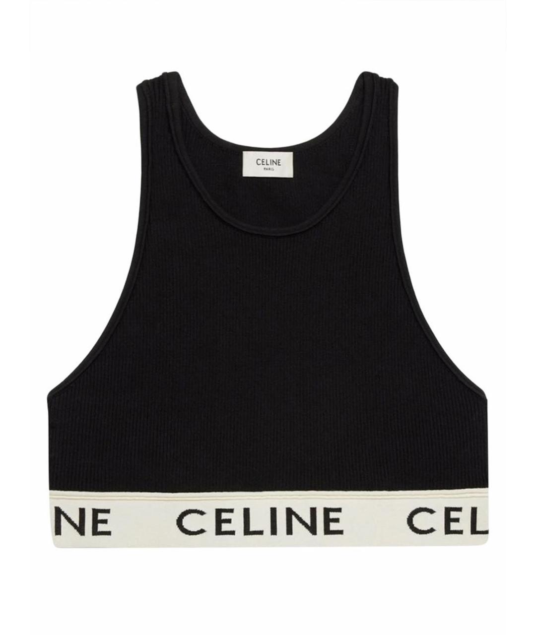 CELINE Черная хлопковая майка, фото 1
