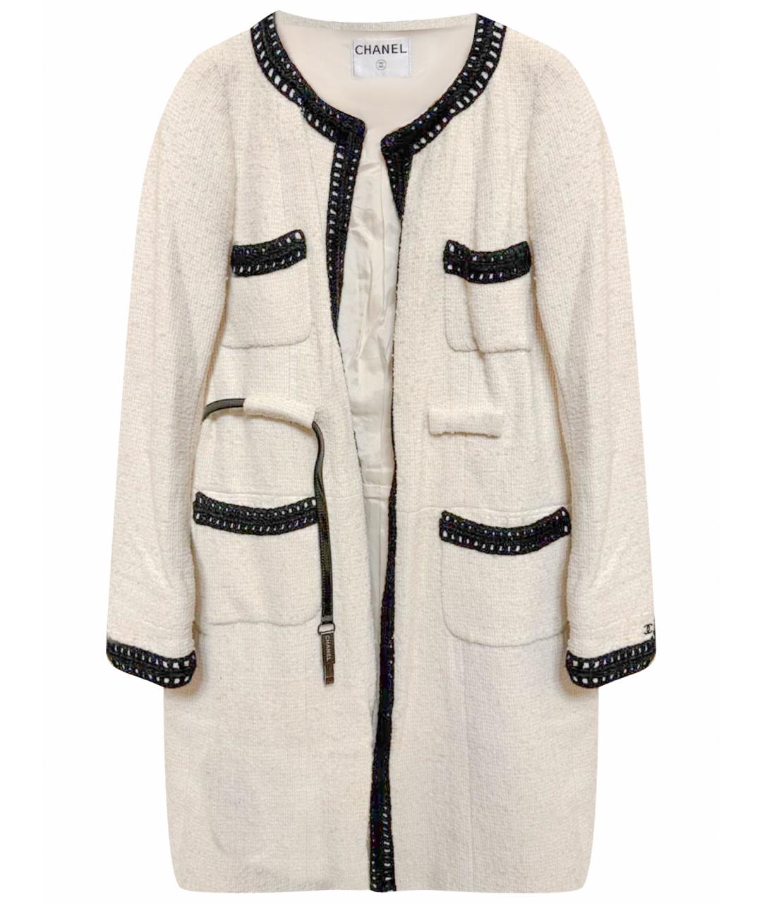 CHANEL Белое твидовое пальто, фото 1