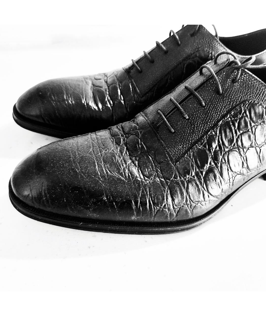 ROBERTO CAVALLI Черные низкие ботинки из экзотической кожи, фото 3