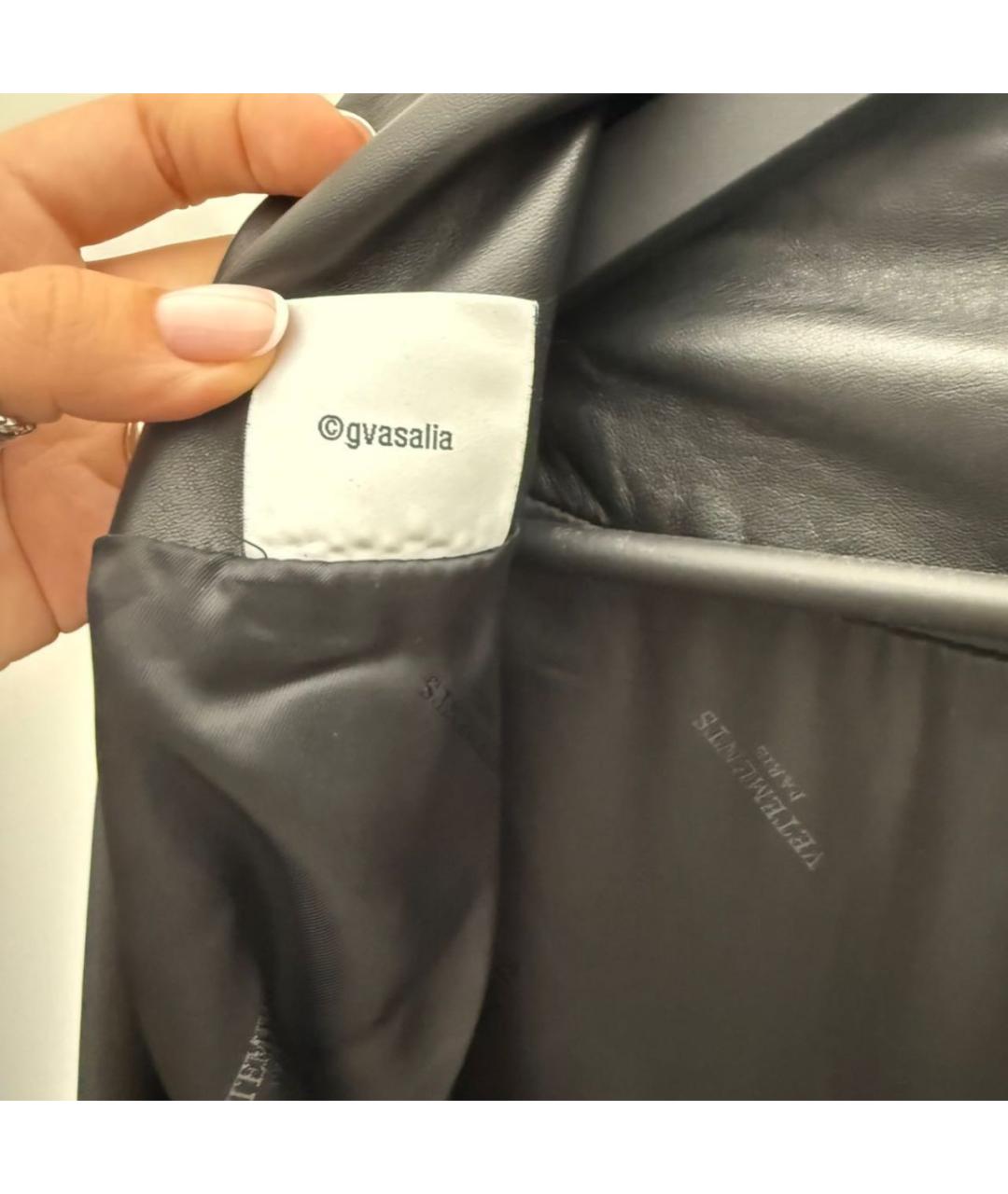 VETEMENTS Черное кожаное повседневное платье, фото 7