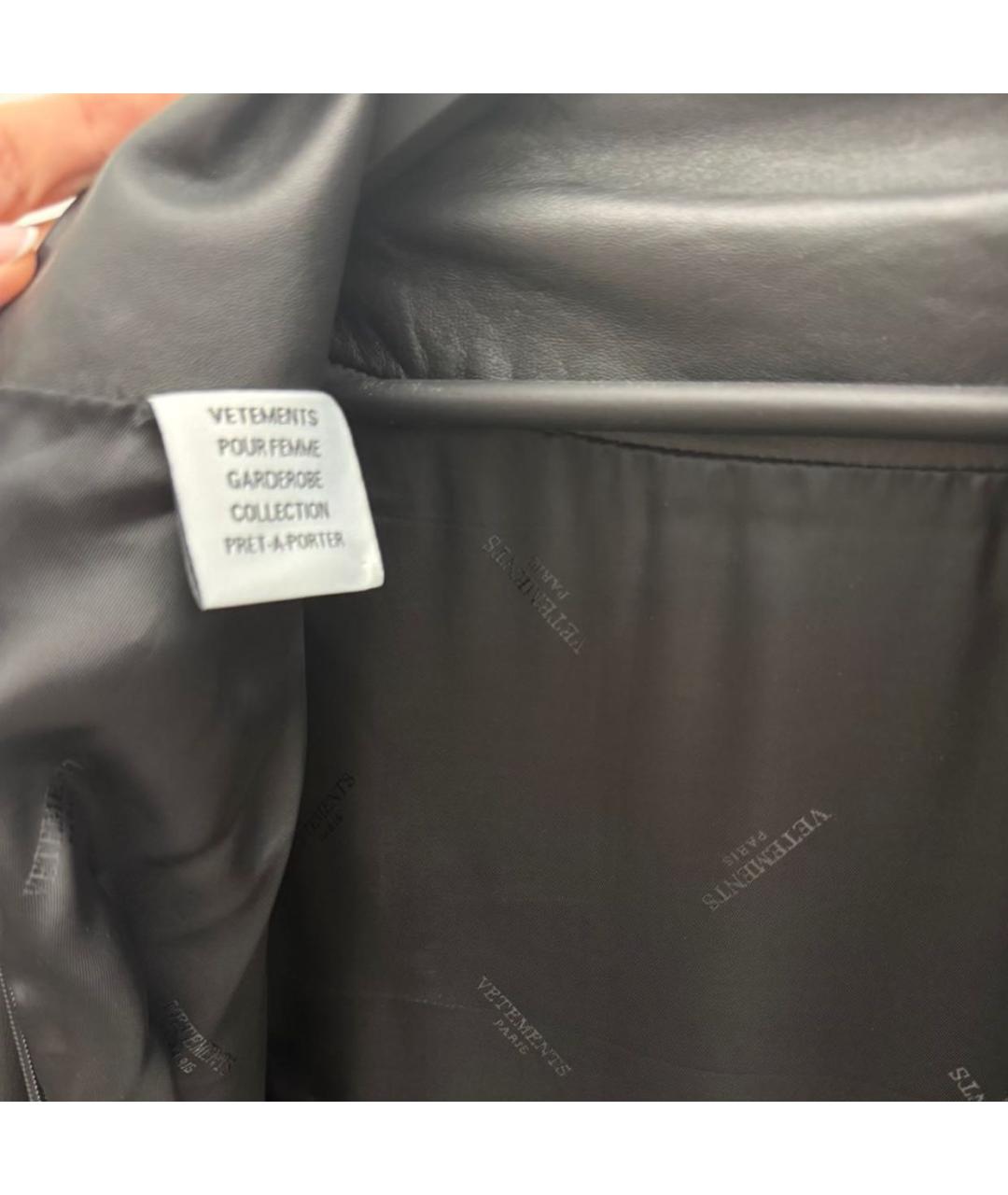 VETEMENTS Черное кожаное повседневное платье, фото 8