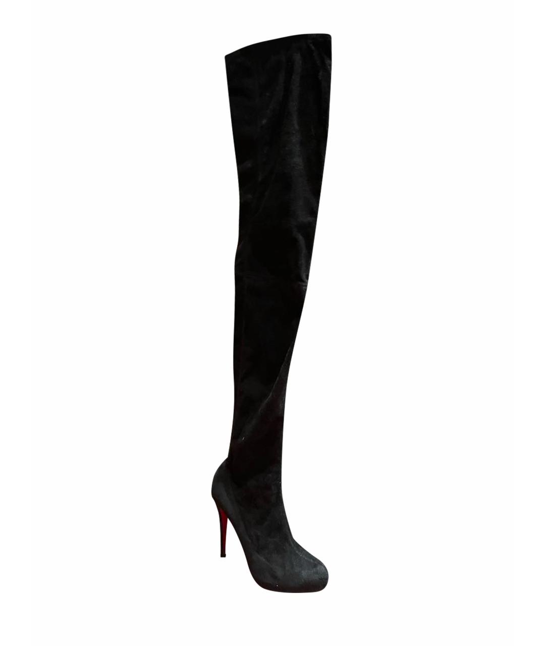 CHRISTIAN LOUBOUTIN Черные бархатные ботильоны, фото 1