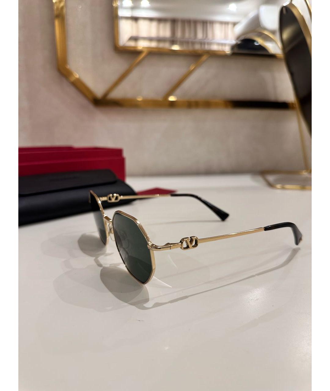 VALENTINO Золотые металлические солнцезащитные очки, фото 7