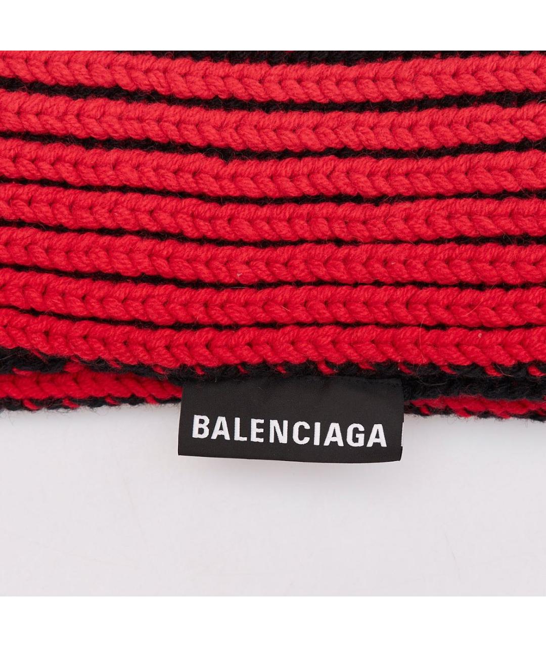 BALENCIAGA Красный шерстяной шарф, фото 3