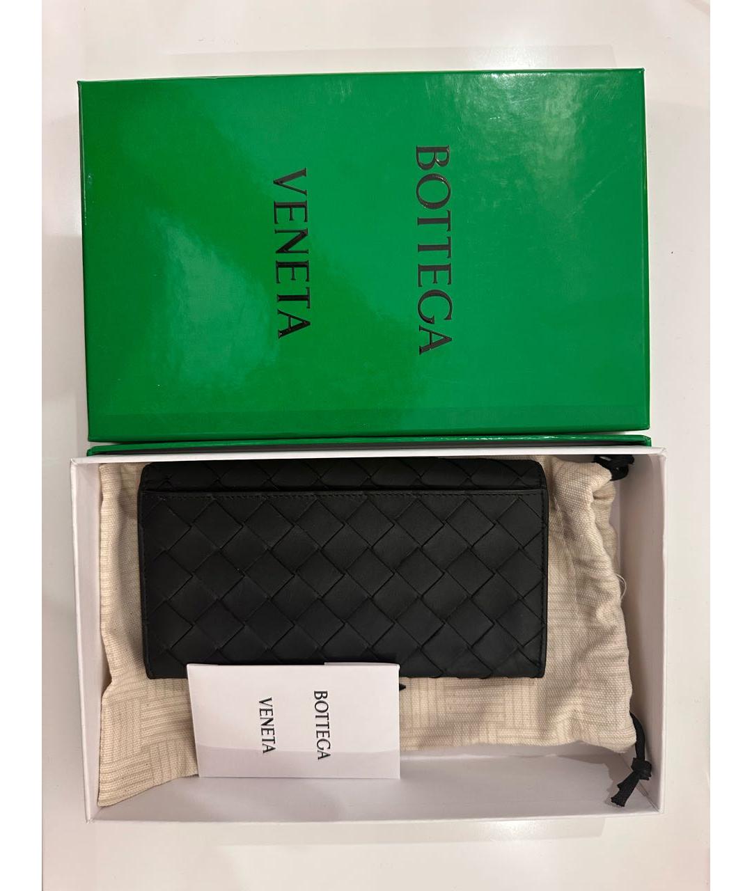 BOTTEGA VENETA Черный кожаный кошелек, фото 4