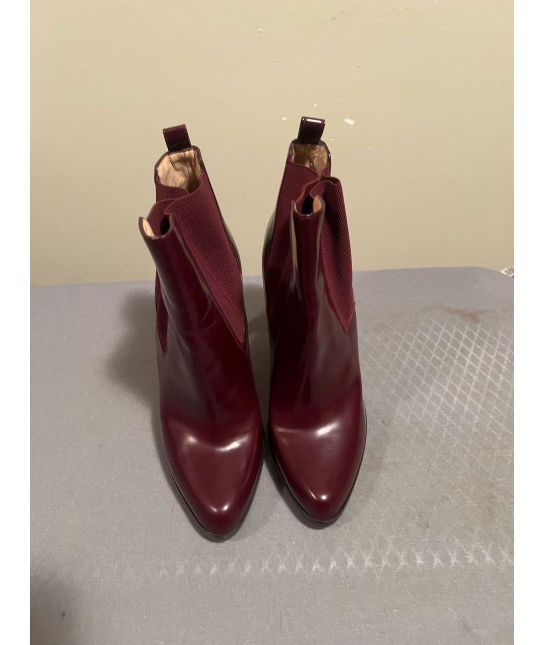 CHRISTIAN LOUBOUTIN Бордовые кожаные ботильоны, фото 2